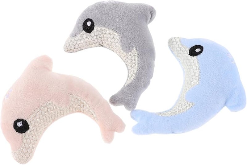3Pcs Interactive Plush Dolphin Cat Kicker Toy Reduces Boredom Promotes Playfulness - Image 2