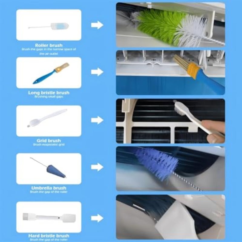 9pcs Mini Split AC Cleaning Kit, Waterproof Air Conditioner Cleaning Bag Cover Set, Wall Mounted Air Conditioner Maintenance Tools Accessories with Storage Bag Blue - Image 2