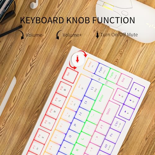 Newmen GM326 75% Percent Mechanical Keyboard,Wired Mini Backlit Hot Swappable Gaming Mechanical Keyboard with Knob,82 Keys Anti-Ghosting Compact White Gaming Keyboards for PC Win Mac,Red Switch - Image 4