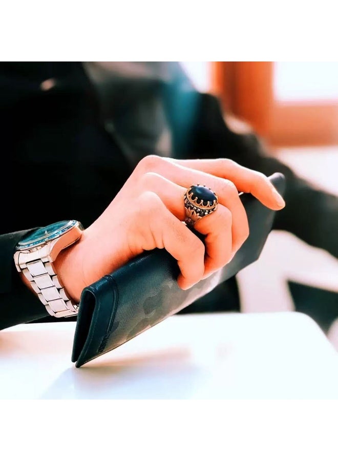 Men's ring, sapphire setting, brand new Turkish handmade ring gift, suitable for men, exquisite packaging, luxury gift for men, B2 ring size. - Image 2