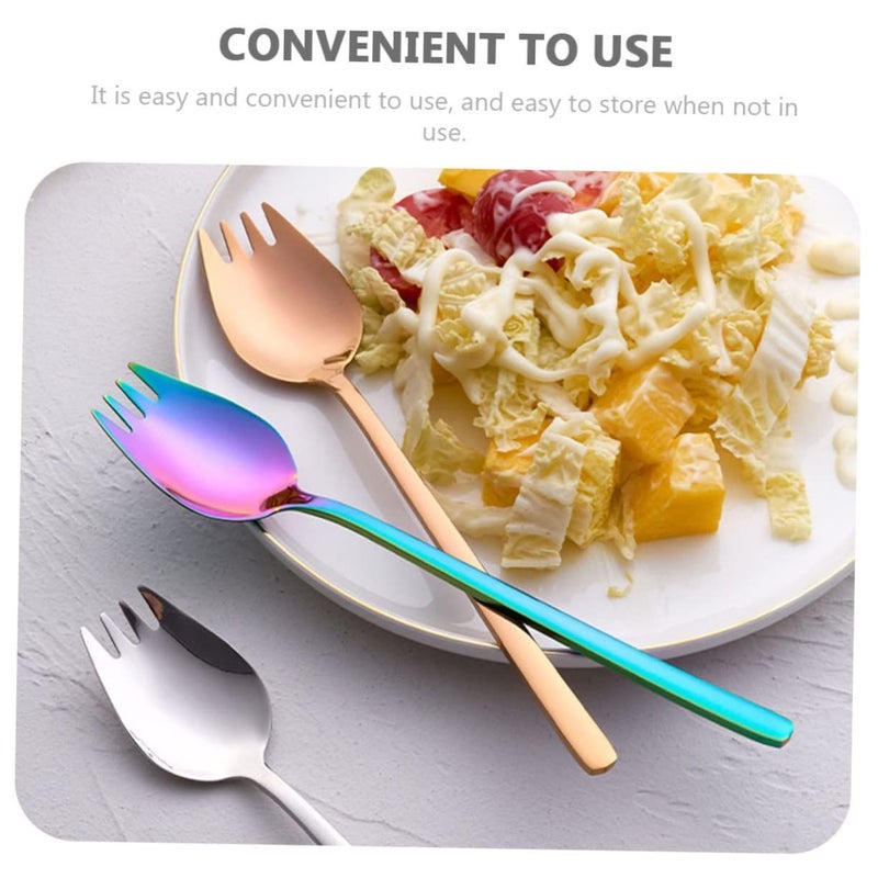 Stainless Steel Sporks Set 6-Piece Dual-Use Fork Spoons Heavy Duty Kitchen Utensils for Home Camping Travel - Image 3