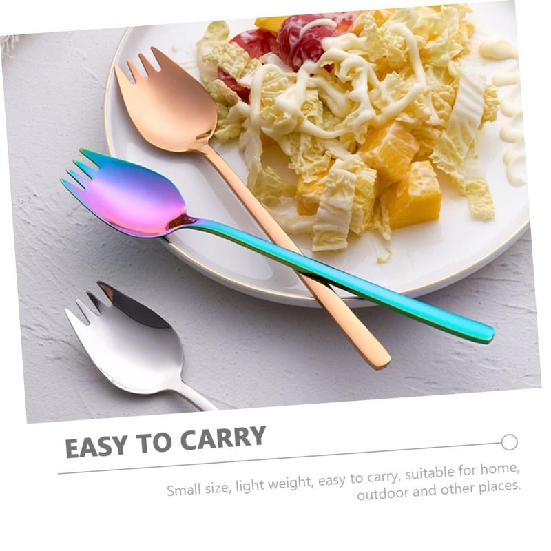 Stainless Steel Sporks Set 6-Piece Dual-Use Fork Spoons Heavy Duty Kitchen Utensils for Home Camping Travel - Image 5