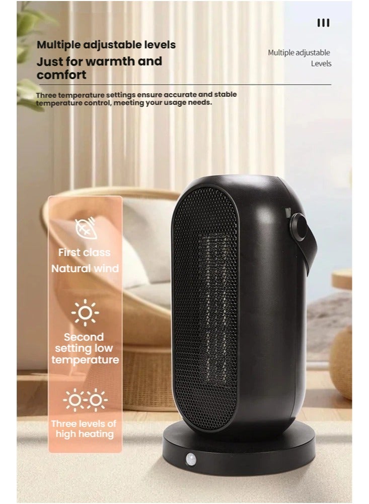 عام **مدفأة مكتبية بسلك طاقة بريطاني - 3 سرعات، درجة حرارة قابلة للتعديل، مدفأة متأرجحة مع حماية من السخونة الزائدة والانقلاب، للاستخدام في المنزل والمكتب** - Image 3