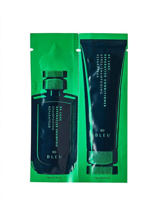 R+Co Bleu De Luxe Reparative Shampoo + Conditioner Tandem Packette ; Hydrates + Strengthens + Adds Shine ; Vegan Sustainable + Crueltyfree ; 14Ml - Image 1