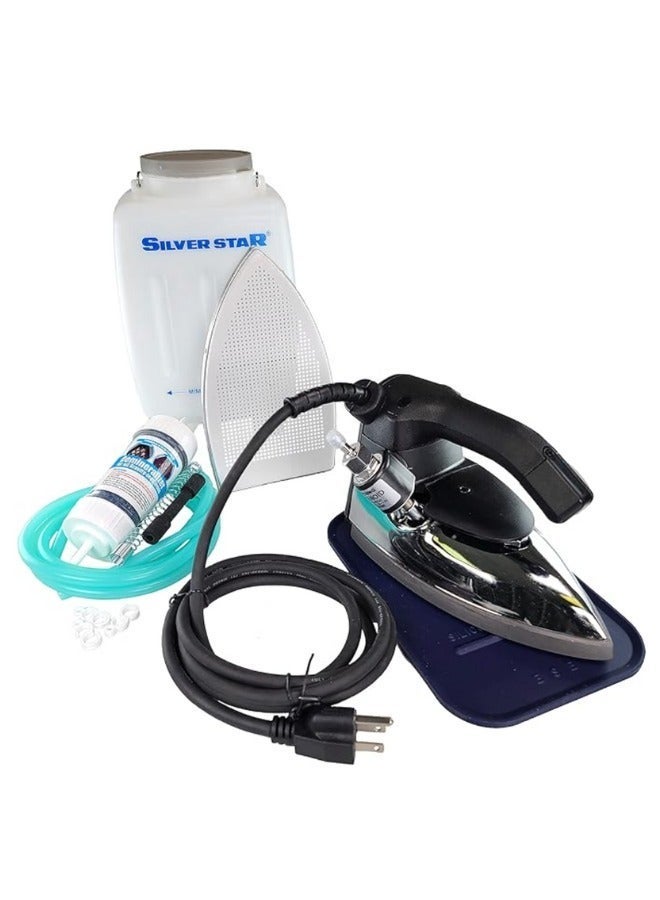 Silver Star EZ-90A Steam Iron –  Gravity Fed Hanging Bottle Clothes Iron with Non-Stick Laminate Sole Plate, Demineralizer Cartridge, Silicon Iron Rest & Hardware - Image 2