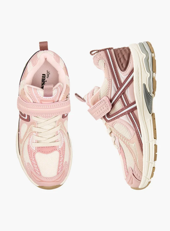 JUNIORS Panelled Sneakers with Hook and Loop Closure