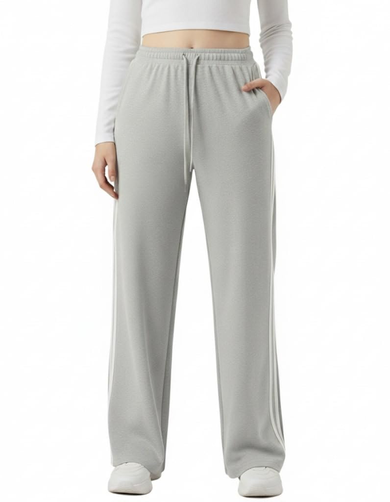 FASHA Women Joggers – High Waist Cotton Track Pants with Pockets | Gym Jogger Pants for Women | Casual Travel Lounge Wear Grey - Image 1