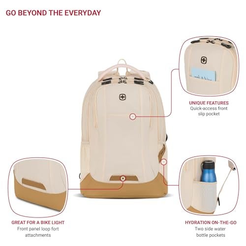 SwissGear Cecil 5505 Laptop Backpack, Cream/Warm Sand, 18-Inch - Image 2