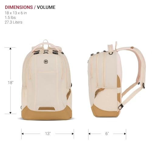 SwissGear Cecil 5505 Laptop Backpack, Cream/Warm Sand, 18-Inch - Image 5