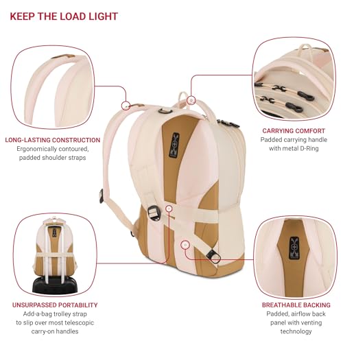 SwissGear Cecil 5505 Laptop Backpack, Cream/Warm Sand, 18-Inch - Image 4