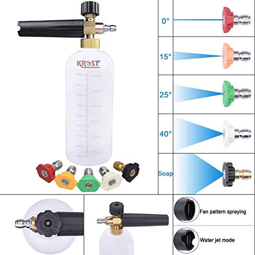 KROST Pressure Washer Gun | Foam Lance | Foam Cannon Adjustable Jet Wash Quick Release 5 Pressure Washer Nozzles. (Soap Nozzle), Brass - Image 5