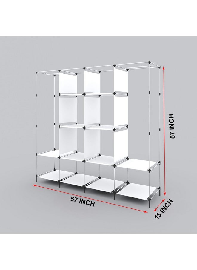 Whitecloud TRANSFORMING HOMES - Whitecloud TRANSFORMING HOMES® Collapsible Wardrobe 12 Shelves Almari Closet Clothes Storage Rack Quick and Easy to Assemble (W 88170) (Purple, Standard) - Image 1