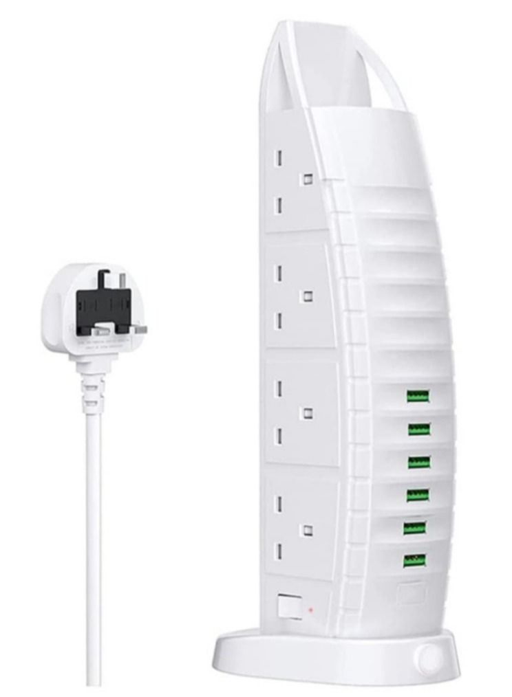 8 Way Stylish Power Extension Cord, 6 USB Fast Charging Ports, Burj Al Arab Power Socket, 2 Meters Cable Multiple Protection System 3000W, 4.2A Max Socket - Image 1