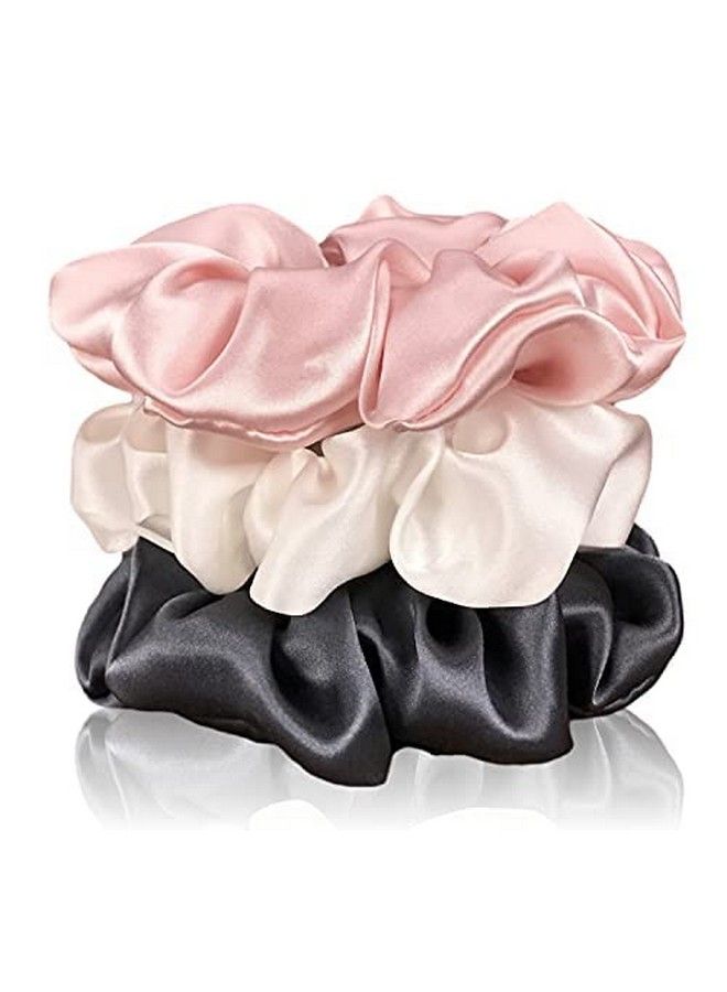 BEAUTRISTRO 3Pc Satin Silk Scrunchies ; 3 Pcs Standard Size Scrunchies Silk Satin Scrunchies For Hair Jumbo Scrunchies For Thick Hair Silk Hair Ties For Women Girls Lady And Children - Image 2