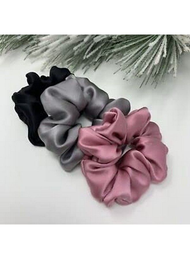 BEAUTRISTRO 3Pc Satin Silk Scrunchies ; 3 Pcs Standard Size Scrunchies Silk Satin Scrunchies For Hair Jumbo Scrunchies For Thick Hair Silk Hair Ties For Women Girls Lady And Children - Image 3