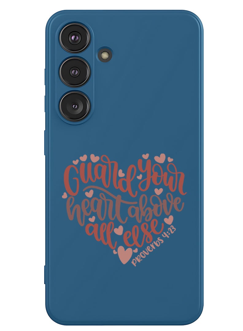 Protective Slim Fit Case Liquid Silicone Cover with Full Body Protection Anti-Scratch Shockproof Case For Samsung Galaxy S25 (Blue) - Guard your heart above all else