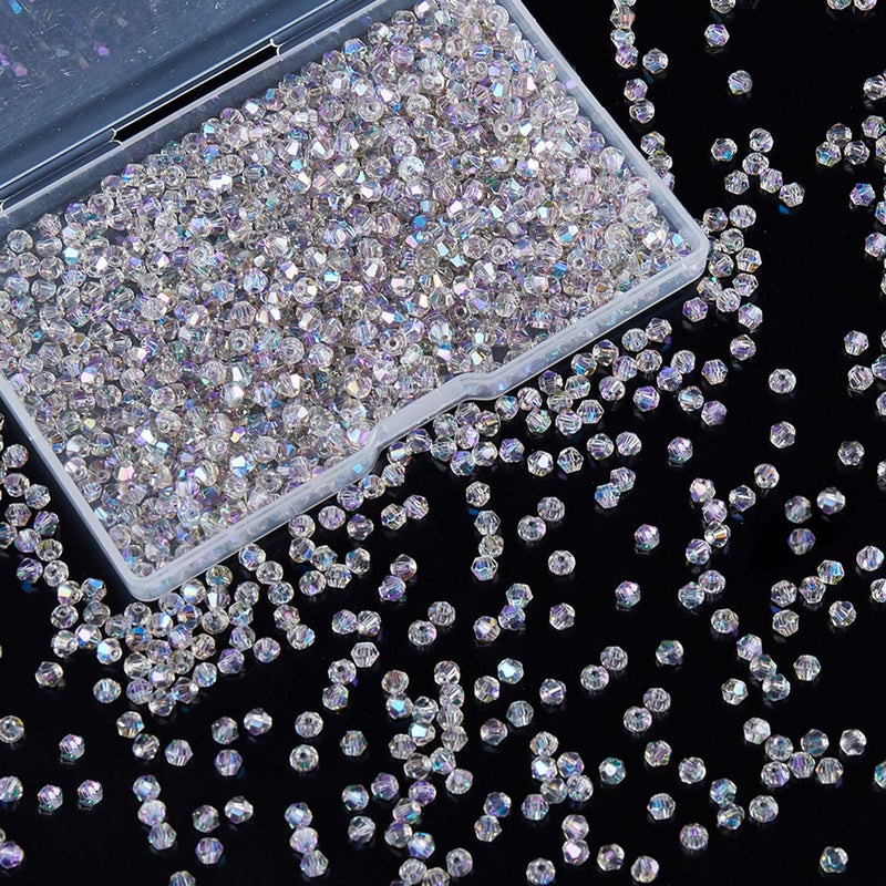 Laopottbeads 1200Pcs 3Mm Bicone Crystal Glass Beads For Jewelry Making  Sparkling Mini Beads For Suncatchers  Diy Bracelets & Craft Projects (Ab Phantom Purple) - Image 1