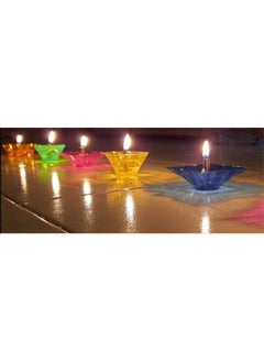 Shrigana Shrigana 3D Shadow Reflection Floating Plastic LampDecorative DipawaliDiwali DiyaOil Lamps for PoojaPuja Multicolor Set of 12  - Image 1