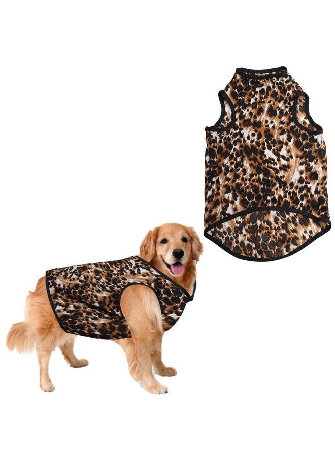 سايج سكوير تي شيرت مطبوع عليه صورة كلب مجنونة، تي شيرت عصري للكلاب، خفيف الوزن وناعم للغاية، ملابس مريحة وجيدة التهوية للكلاب، ملابس عصرية (طبعة جلد النمر) (مقاس كبير جدًا - 28 بوصة) - Image 1