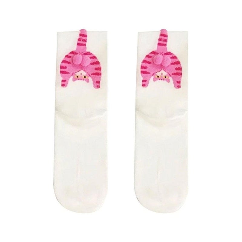 Cute mid-calf socks for spring and summer, Japanese style, versatile women's slouch socks, all-season socks, cartoon cat Doraemon egg socks. - Image 1