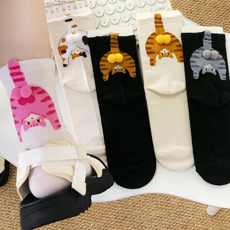 Cute mid-calf socks for spring and summer, Japanese style, versatile women's slouch socks, all-season socks, cartoon cat Doraemon egg socks. - Image 2
