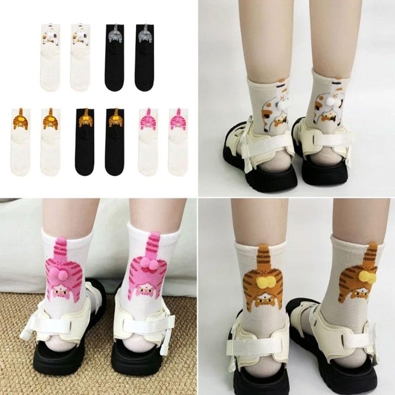 Cute mid-calf socks for spring and summer, Japanese style, versatile women's slouch socks, all-season socks, cartoon cat Doraemon egg socks. - Image 4