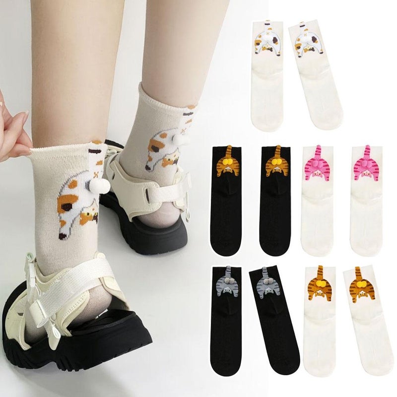 Cute mid-calf socks for spring and summer, Japanese style, versatile women's slouch socks, all-season socks, cartoon cat Doraemon egg socks. - Image 5