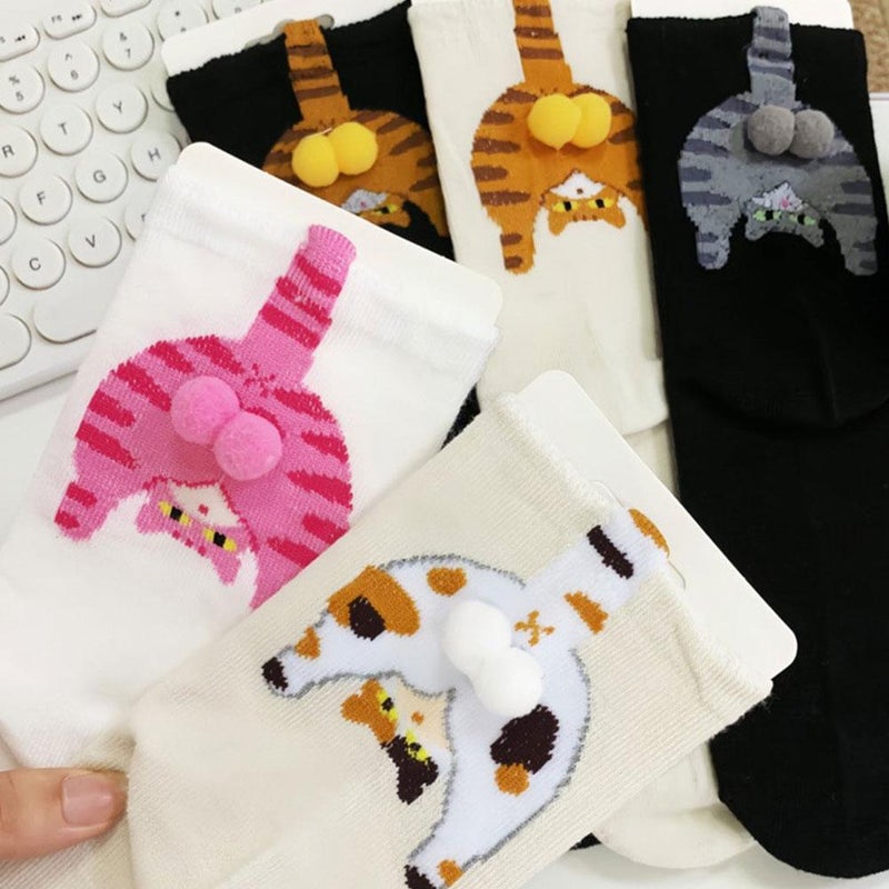 Cute mid-calf socks for spring and summer, Japanese style, versatile women's slouch socks, all-season socks, cartoon cat Doraemon egg socks. - Image 3