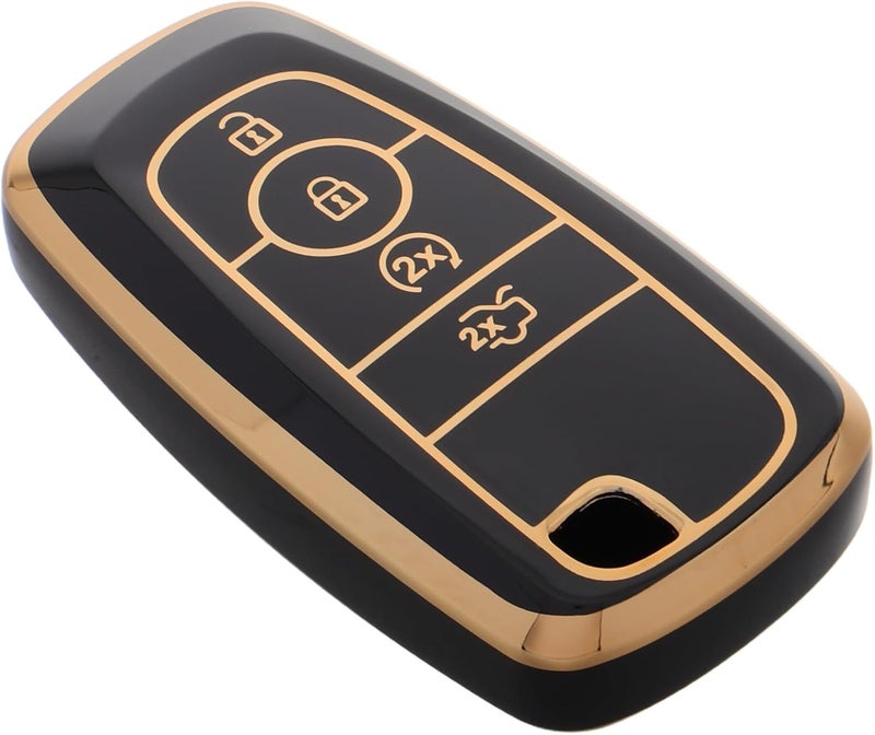 Car Key Fob Cover TPU Shell Protector Compatible with Ford 4/5 Button Remote Key Case Black - Image 1