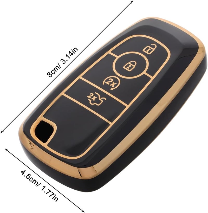 Car Key Fob Cover TPU Shell Protector Compatible with Ford 4/5 Button Remote Key Case Black - Image 2