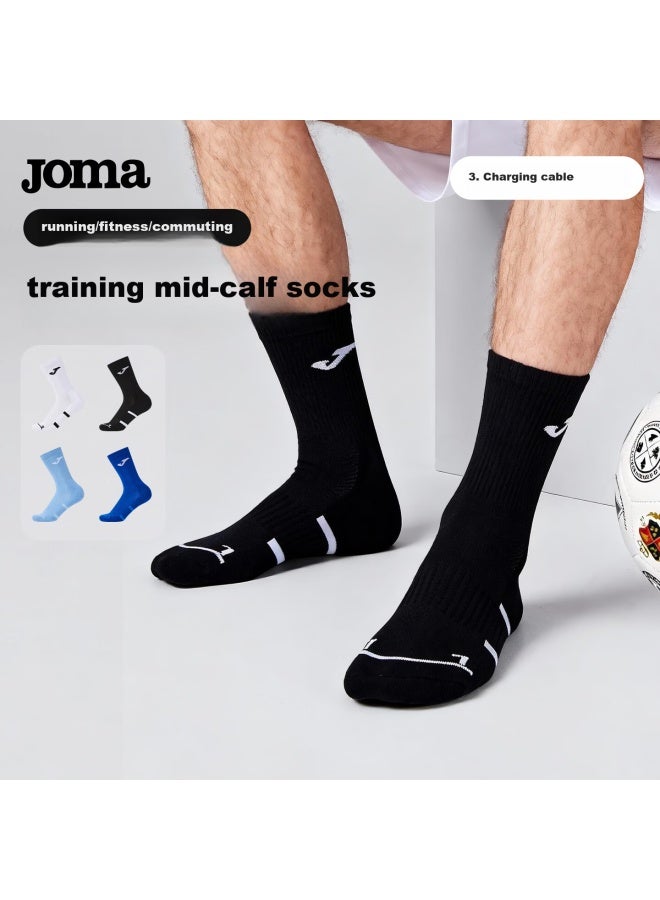 Joma New Sweat-absorbing Breathable Non-slip Children's Mid-calf Sports Socks Black Kids Size - Image 1