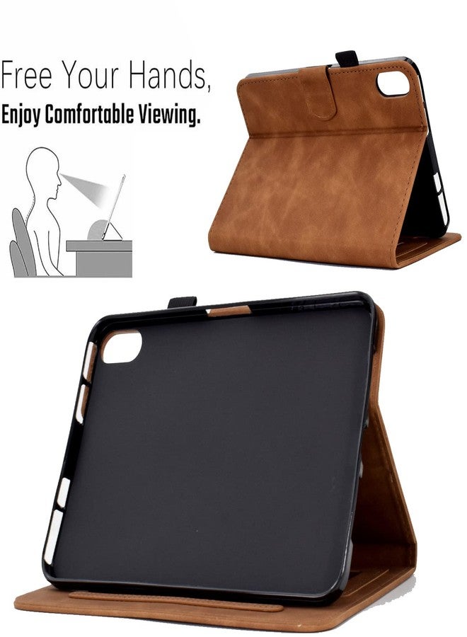 FUNUT Case for iPad 10th Generation 10.9 inch 2022，Embossed Flower PU Leather Stand Smart Cover Case for iPad 10th Gen 2022 with Auto Wake/Sleep Smart Shell with Pencil Holder,Brown - Image 4