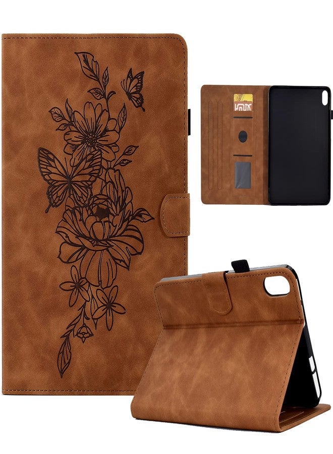 FUNUT Case for iPad 10th Generation 10.9 inch 2022，Embossed Flower PU Leather Stand Smart Cover Case for iPad 10th Gen 2022 with Auto Wake/Sleep Smart Shell with Pencil Holder,Brown - Image 2