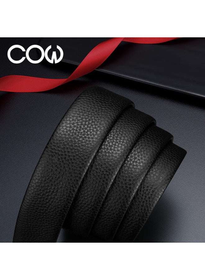 Cow Men's Leather Belt, Fashionable Top-grain Cowhide Automatic Buckle Belt Gift Box, Business Trouser Belt, Birthday Gift For Boyfriend - Image 4
