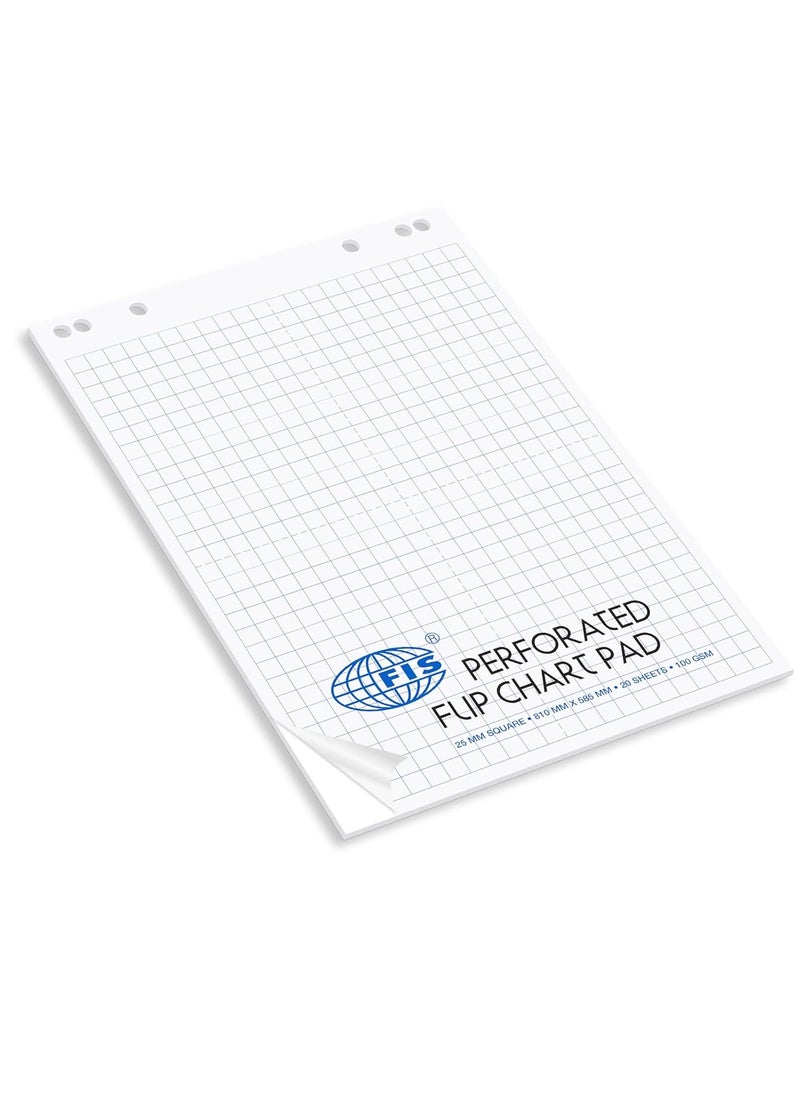 FIS - FIS Perforated Flip Chart Pad, 100 GSM, Size:810x585mm, 25mm Square-20 Sheets - FSFC20-25MM - Image 1