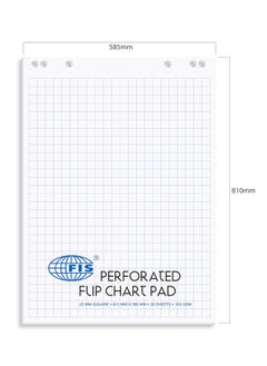 FIS FIS Perforated Flip Chart Pad, 100 GSM, Size:810x585mm, 25mm Square-20 Sheets - FSFC20-25MM  - Image 4