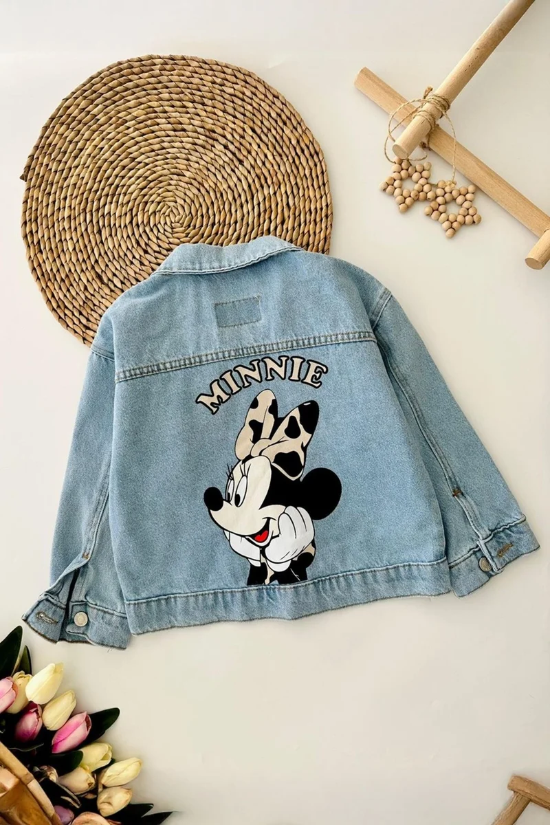 مينيمن جيجيليري My Little Ones Mnn Dlmc Printed Girl's Denim Jacket - Light Blue