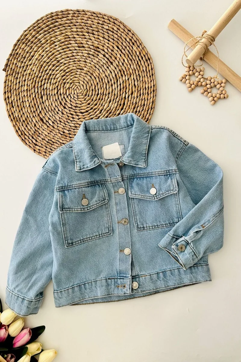 مينيمن جيجيليري My Little Ones Mnn Dlmc Printed Girl's Denim Jacket - Light Blue