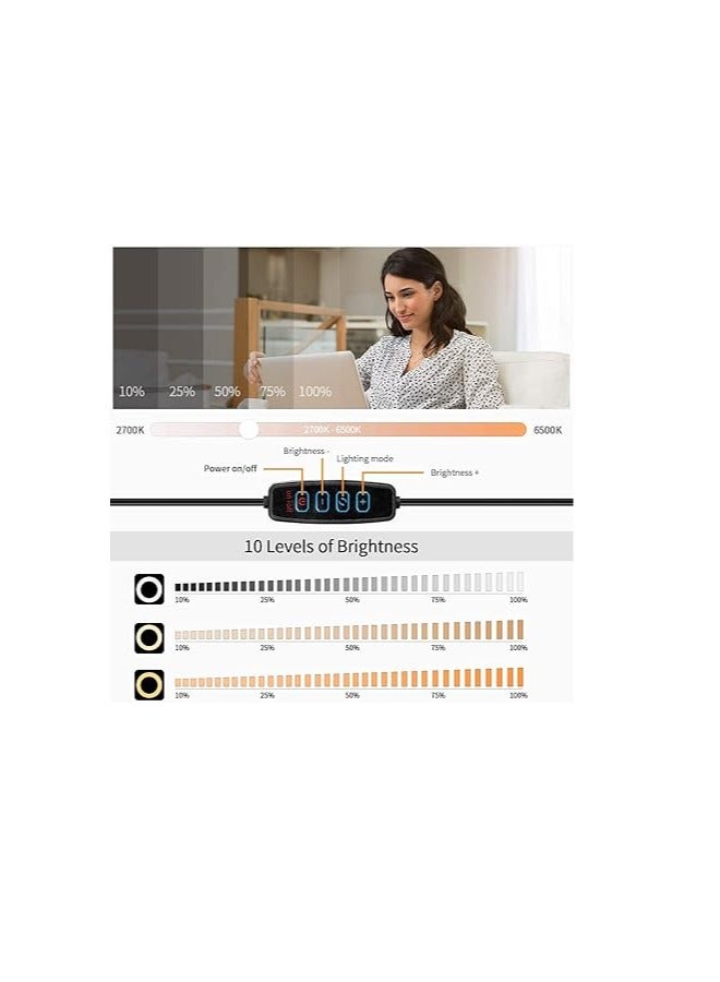 General Video Conference Lighting Kit, 6.3" LED Ring Light for Laptop, 3 Dimmable Zoom Call Lighting 6500k, Remote Working, Self Broadcasting, Live Streaming, Online Teaching, Vlogging, Makeup  - Image 5
