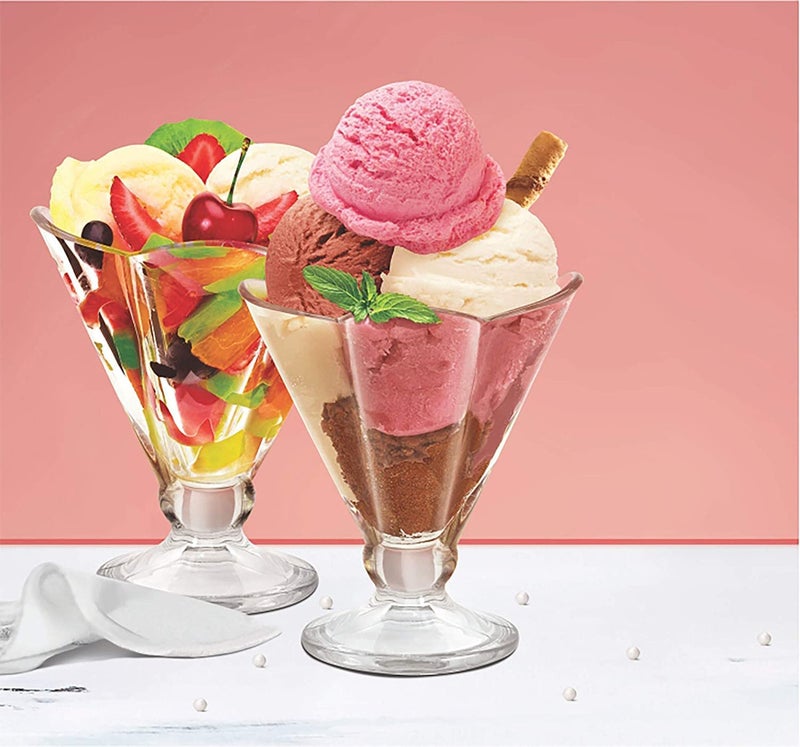 IcyFlame Designer Crystal Clear Glass for Ice Cream Sundaes or Dessert Set of 6 PCs H298Deep Flower - Image 2