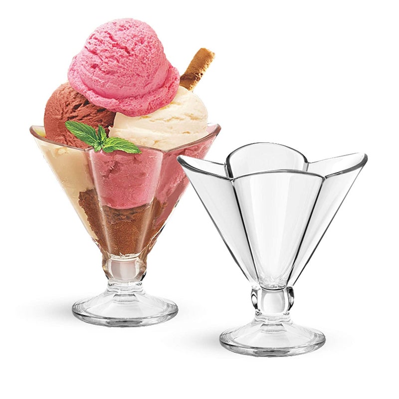 IcyFlame Designer Crystal Clear Glass for Ice Cream Sundaes or Dessert Set of 6 PCs H298Deep Flower - Image 3
