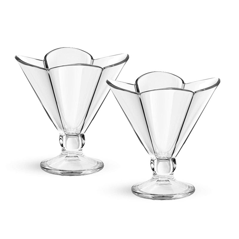 IcyFlame Designer Crystal Clear Glass for Ice Cream Sundaes or Dessert Set of 6 PCs H298Deep Flower - Image 1