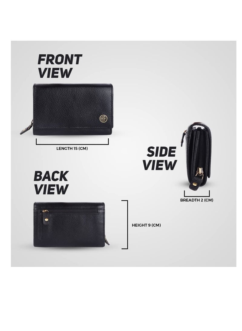 HAMMONDS FLYCATCHER Wallet for Women - Black Leather Purse for Women with RFID Protection, 8 Card Slots, and 5 Compartments - Ladies Wallet with Button Closure - Women's Wallet for Daily Use - Image 5