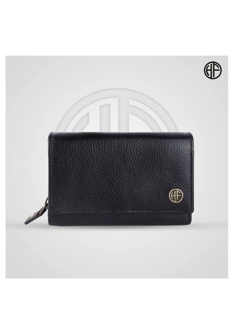 Hammonds Flycatcher  Wallet for Women - Black Leather Purse for Women with RFID Protection, 8 Card Slots, and 5 Compartments - Ladies Wallet with Button Closure - Women's Wallet for Daily Use for Women | Best Price UAE
