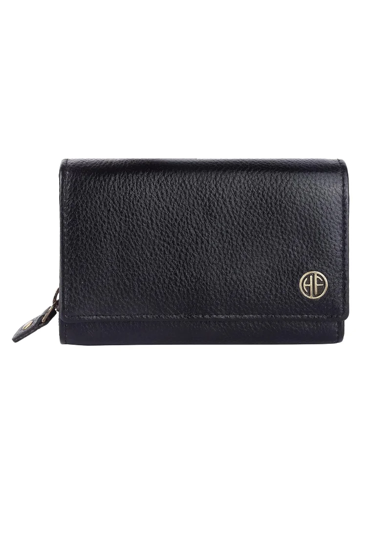 Hammonds Flycatcher  Wallet for Women - Black Leather Purse for Women with RFID Protection, 8 Card Slots, and 5 Compartments - Ladies Wallet with Button Closure - Women's Wallet for Daily Use for Women | Best Price UAE