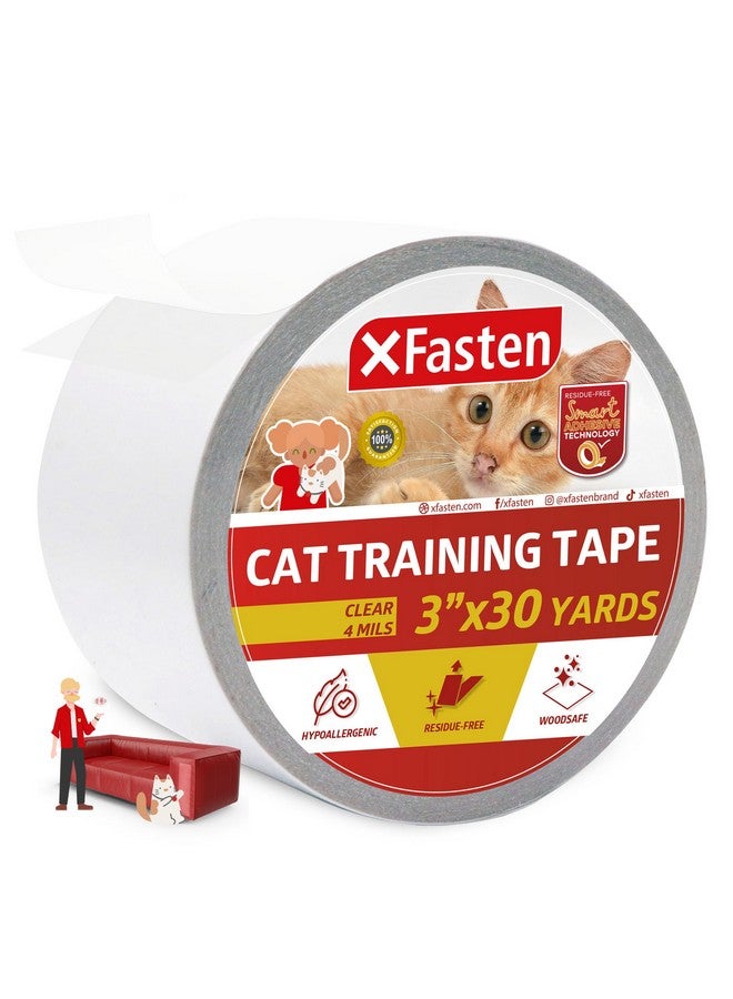 XFasten AntiScratch Cat Training Tape, 3Inches X 30Yards  Door, Couch, Furniture And Leather Scratch Guard Protector Tape For Cats And Pets - Image 1