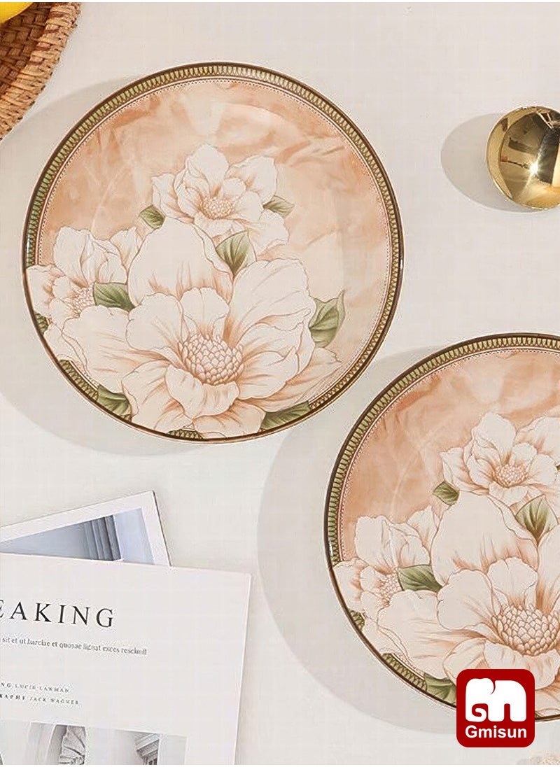 Gmisun 6 Pcs Dinnerware Set Japanese Style Garden Flowers Design Luxury High End Elegant Perfect Gift Set with Gorgeous Design and Original Colorful Flowers  - Image 4