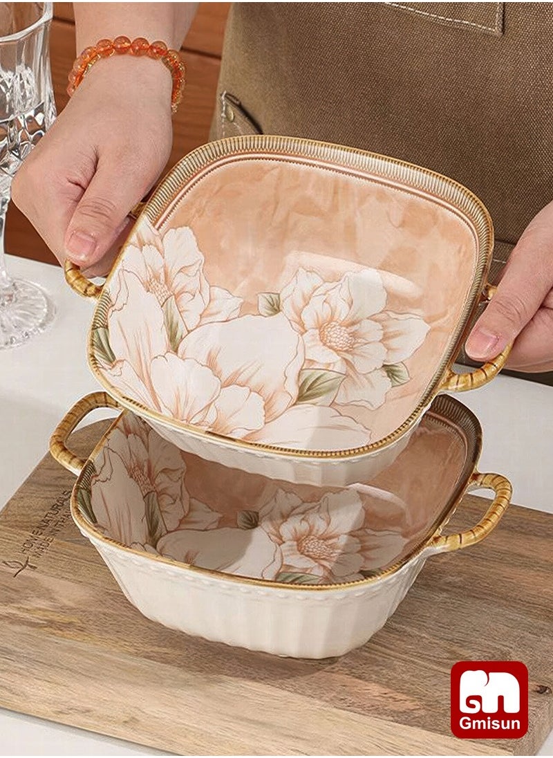 Gmisun 6 Pcs Dinnerware Set Japanese Style Garden Flowers Design Luxury High End Elegant Perfect Gift Set with Gorgeous Design and Original Colorful Flowers  - Image 3