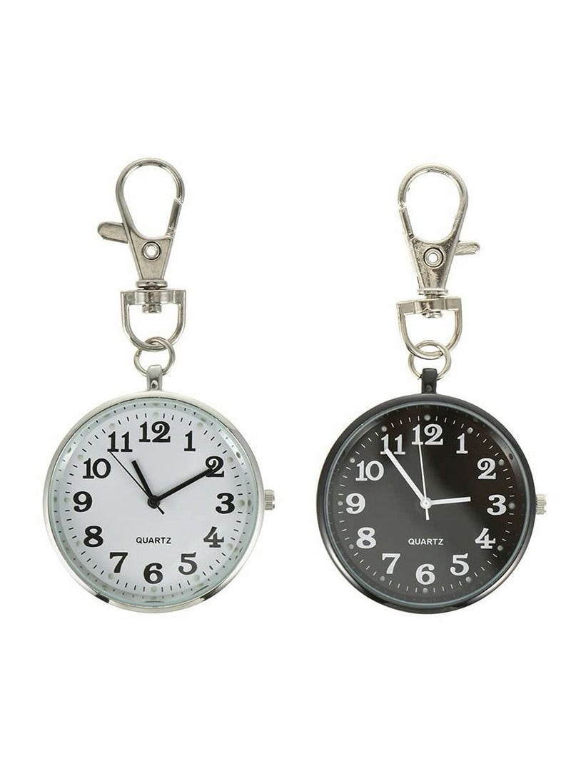 Excefore 2 Pcs Large Dial Nurse Pocket Watch with Keychain - Image 1