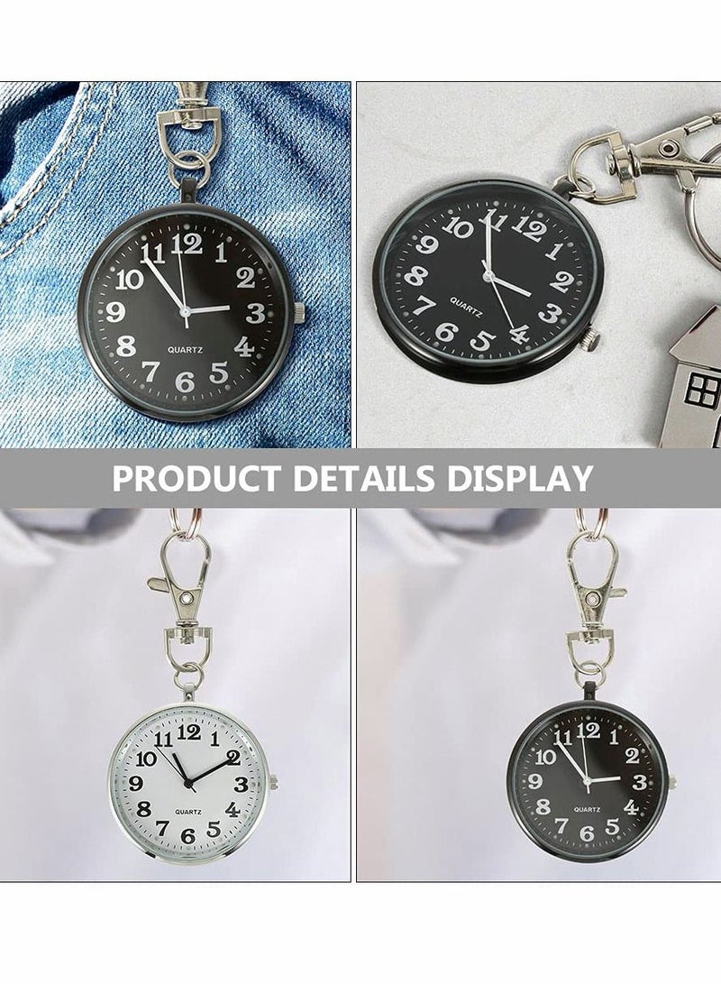 Excefore 2 Pcs Large Dial Nurse Pocket Watch with Keychain - Image 3